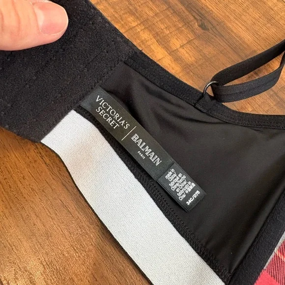 Victoria's Secret X BALMAIN Fashion Show Plaid Strappy Long Line Bra Size 34C - Picture 4 of 5